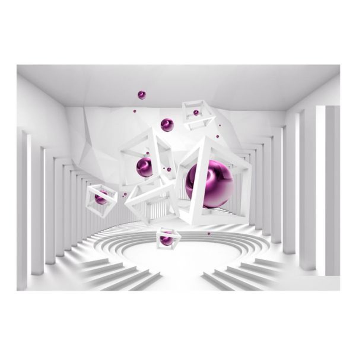 Papier peint intissé panoramique Abstractions Along the corridor gris / argent, EDEN