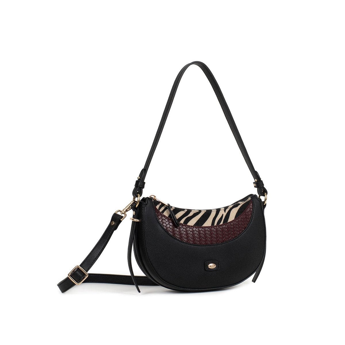 Sac porté épaule 1 anse ZOÉ noir, HEXAGONA