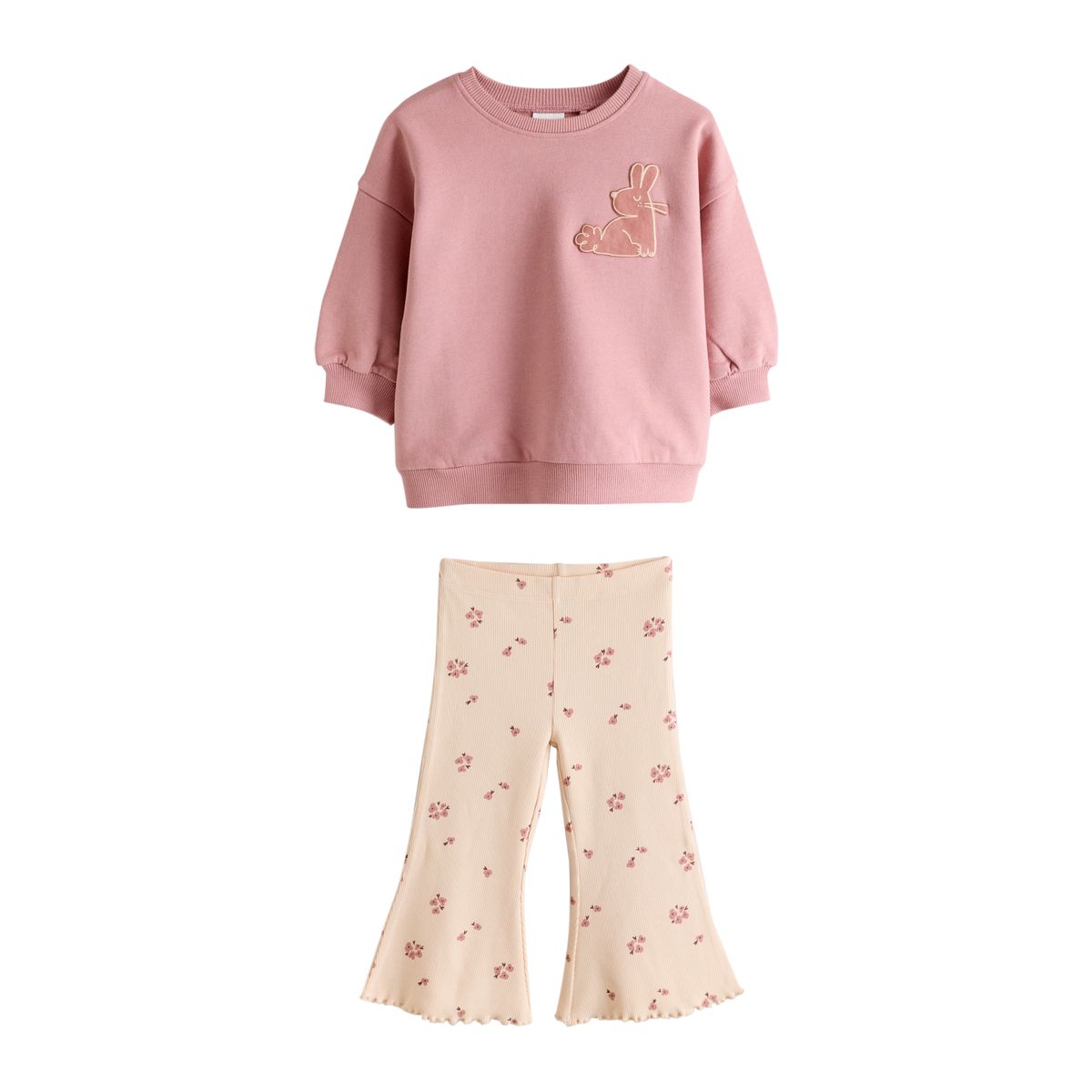 Ensemble legging évasé et sweat animaux roses à motifs, NEXT