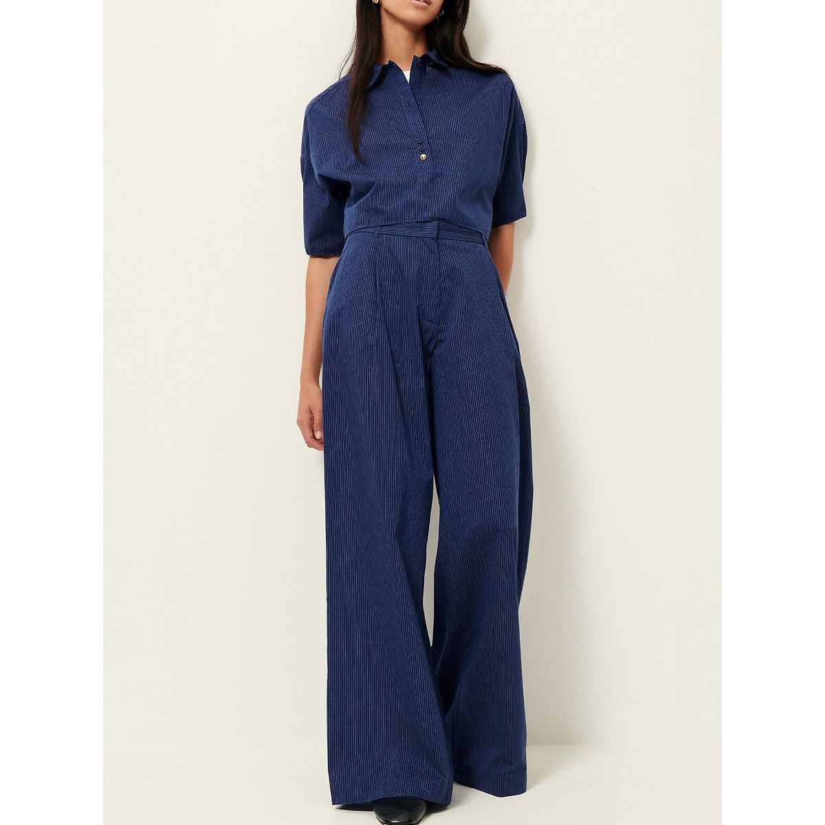 Pantalon large à fines rayures, PROVENCIA bleu rayé, SESSUN