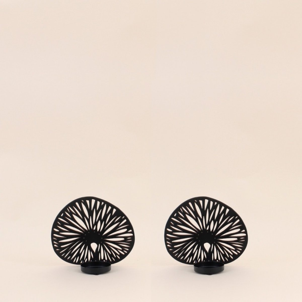 Lot de 2 photophores en métal noir 14cm noir, ORNAMI
