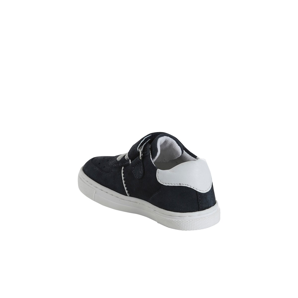 Baskets bébé cuir à scratchs marine, VERTBAUDET