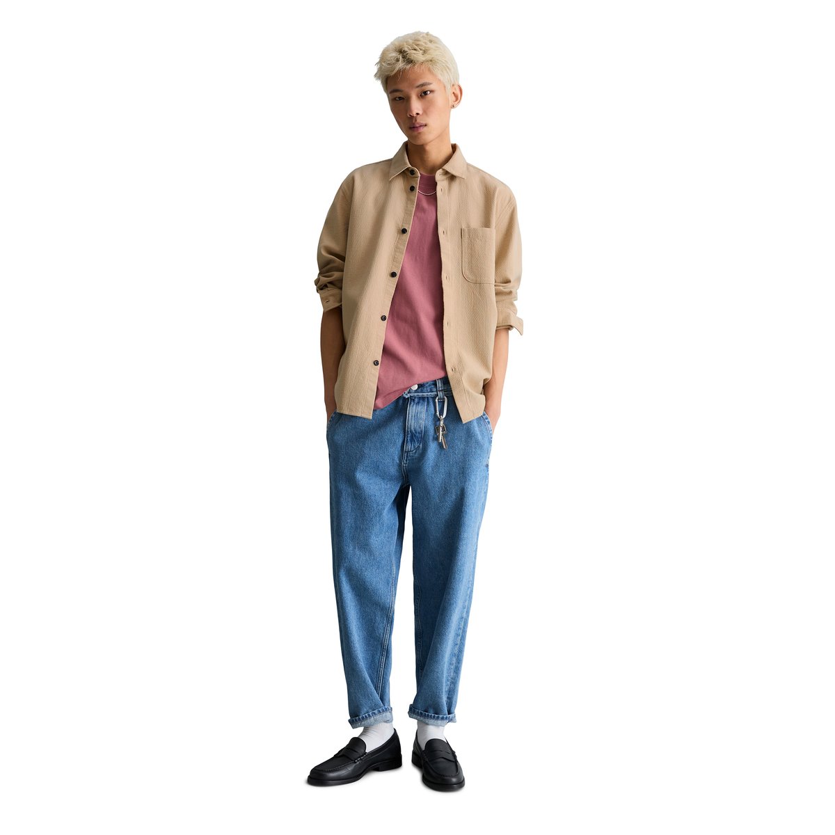 Chemise regular avec une structure fine beige, MARC O’POLO DENIM