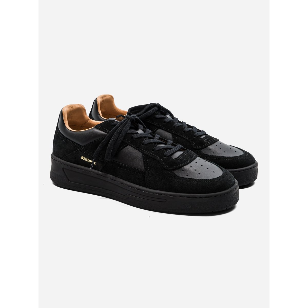 Basket cuir et suède B8 noir, BELLEDONNE