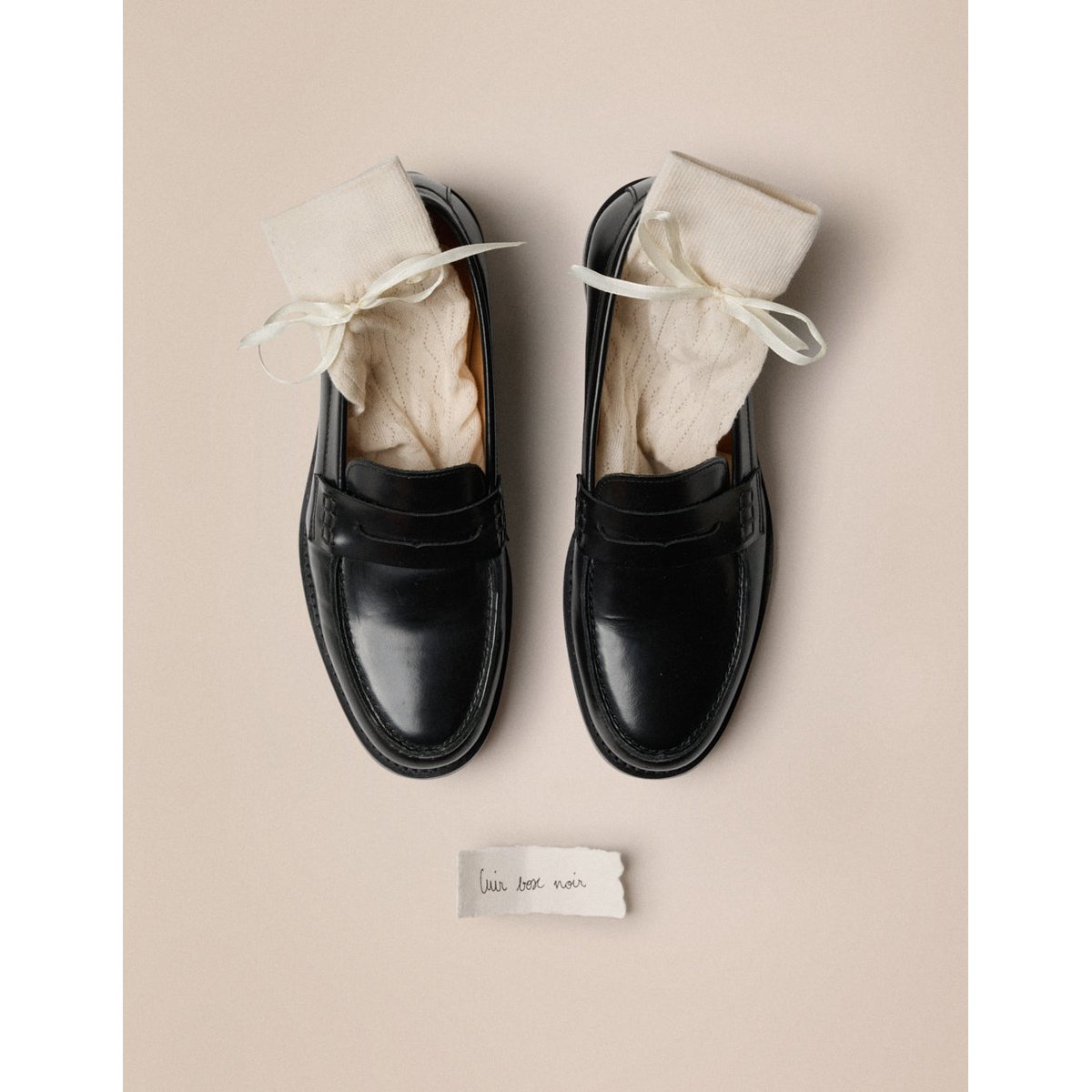Mocassins FANNY cuir box noir, ODAJE
