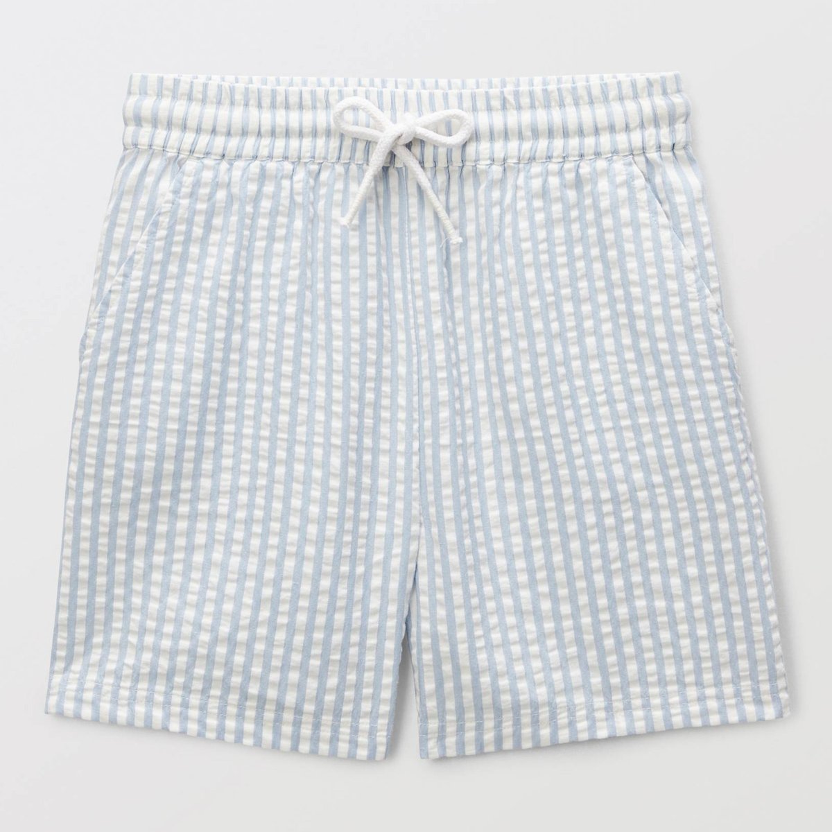 Short élastiqué seersucker rayé en coton BIO GOTS ecru, MONOPRIX