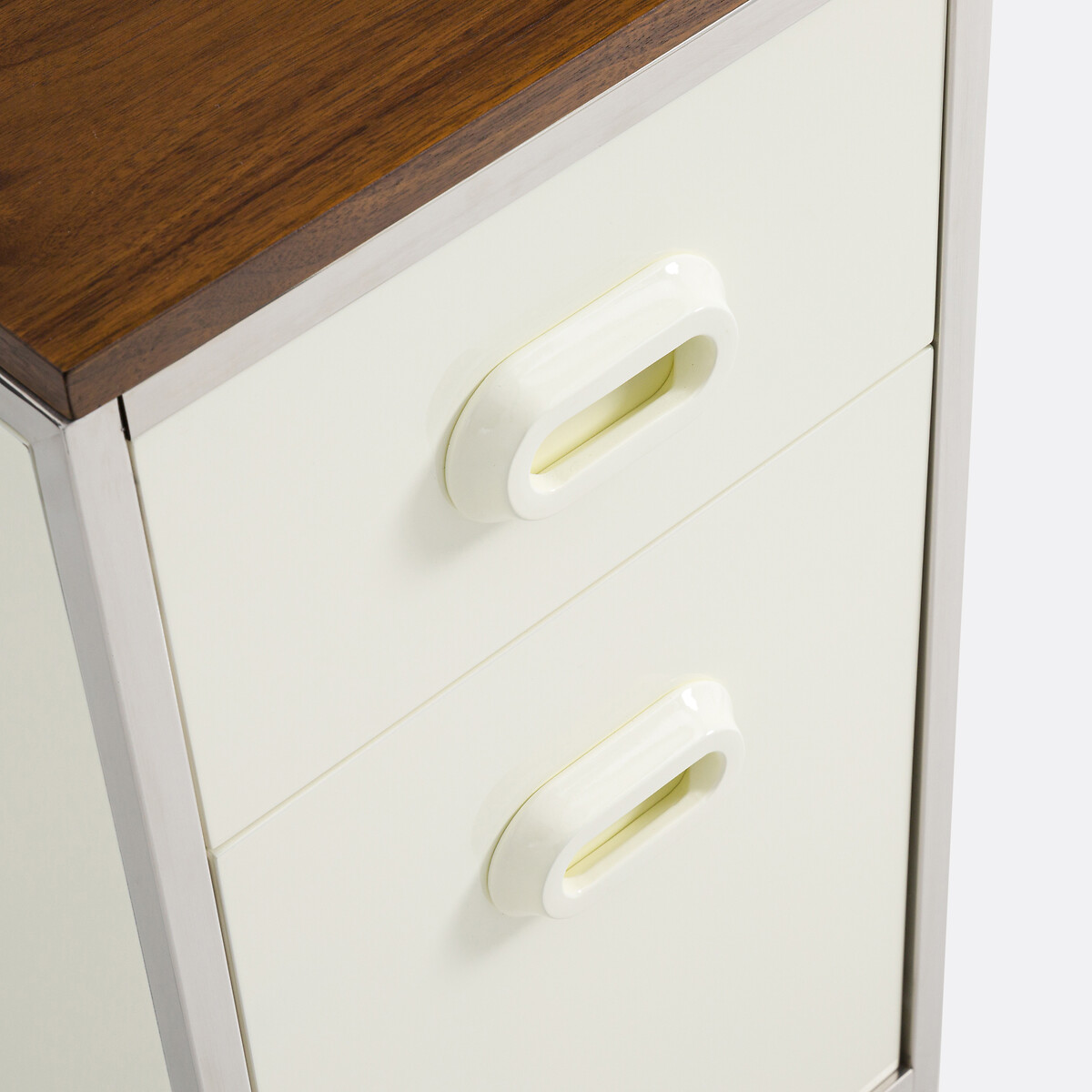 Cooven Vintage-Style Desk ecru/walnut veneer, LA REDOUTE INTERIEURS