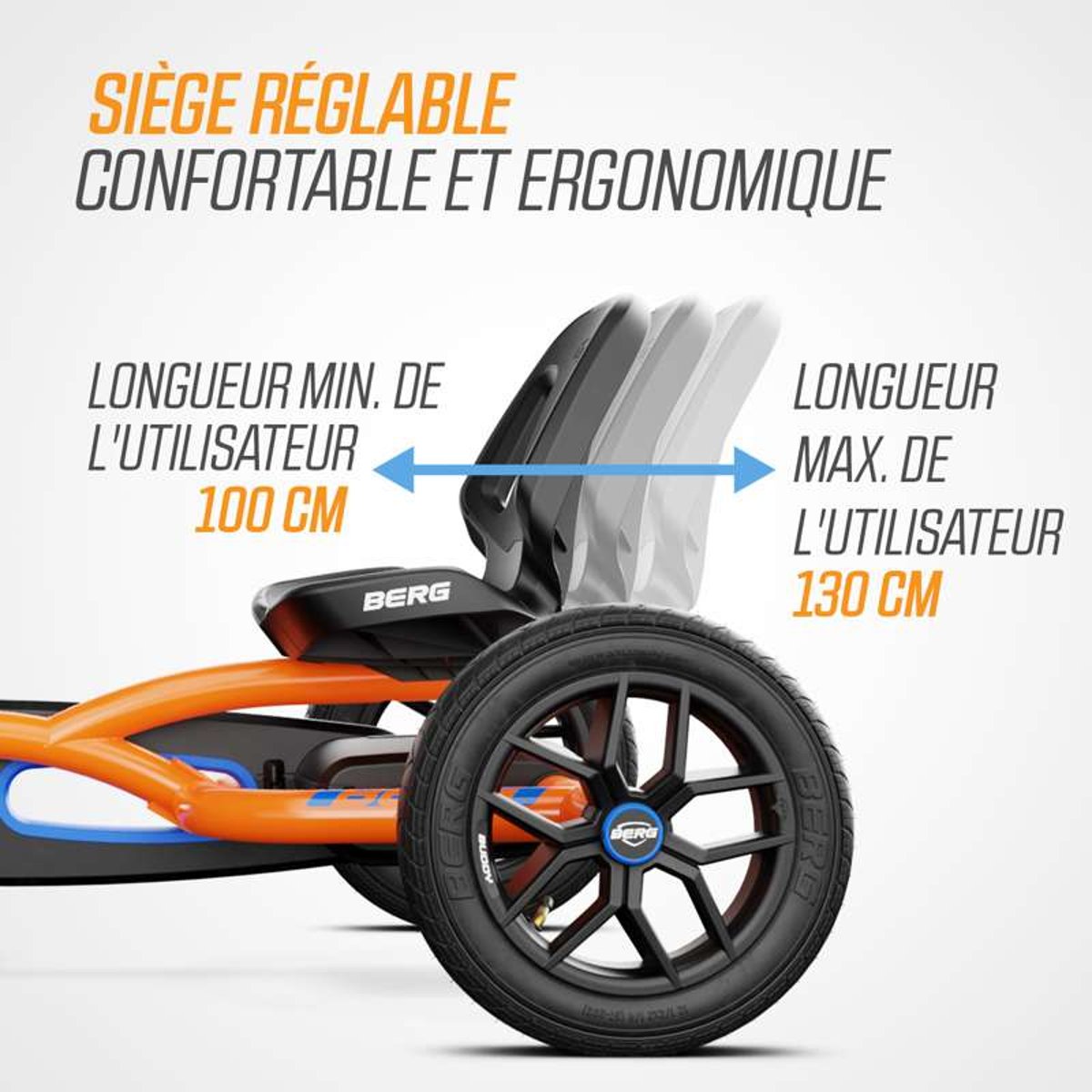 Kart à Pédales pour Enfants, 3+ Ans, Buddy B-Orange orange, BERG TOYS
