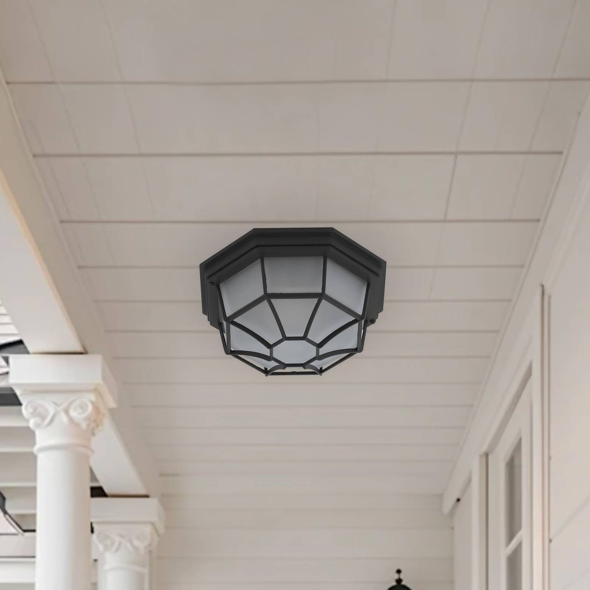 Plafonnier en aluminium moderne, Idril gris foncé, opale, LINDBY