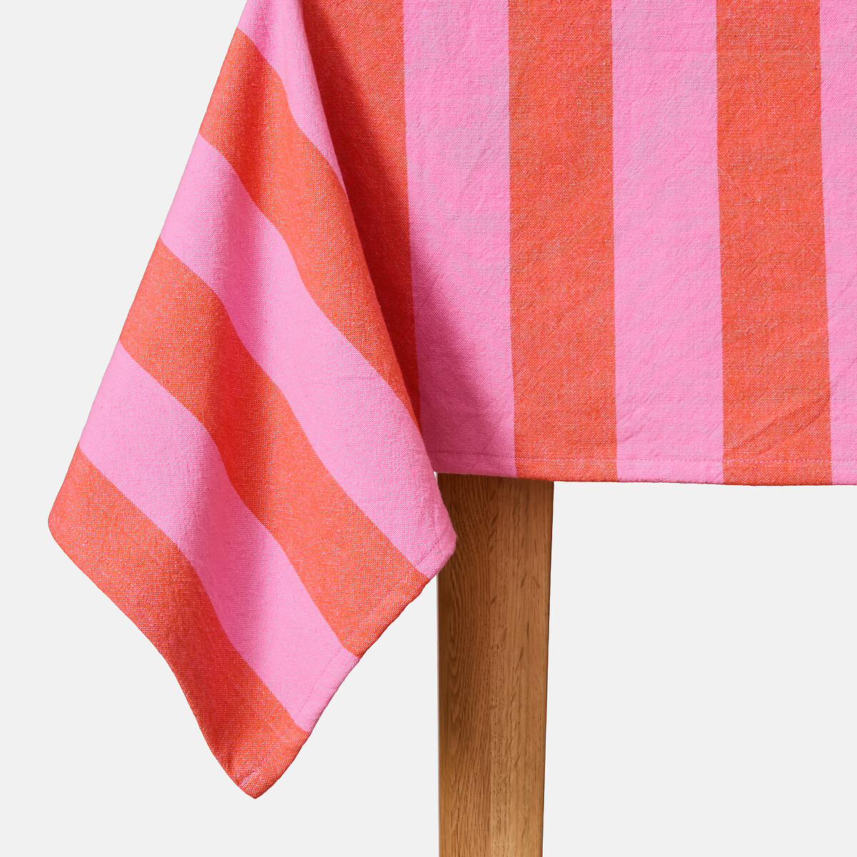 Toalha de mesa às riscas em tecido tingido, 30% algodão reciclado, MIRELLA laranja/rosa, LA REDOUTE INTERIEURS