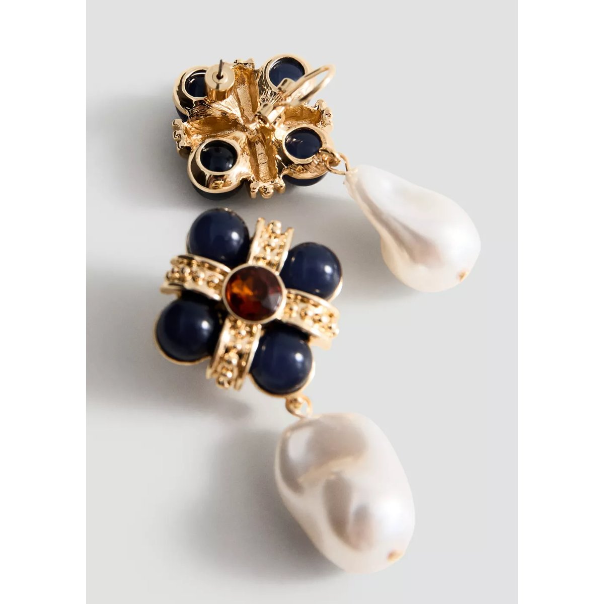 Boucles d’oreilles pendantes perle or, MANGO