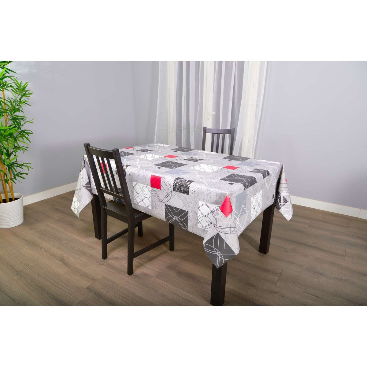 Nappe en toile cirée rectangulaire MOMA gris, TOILINUX