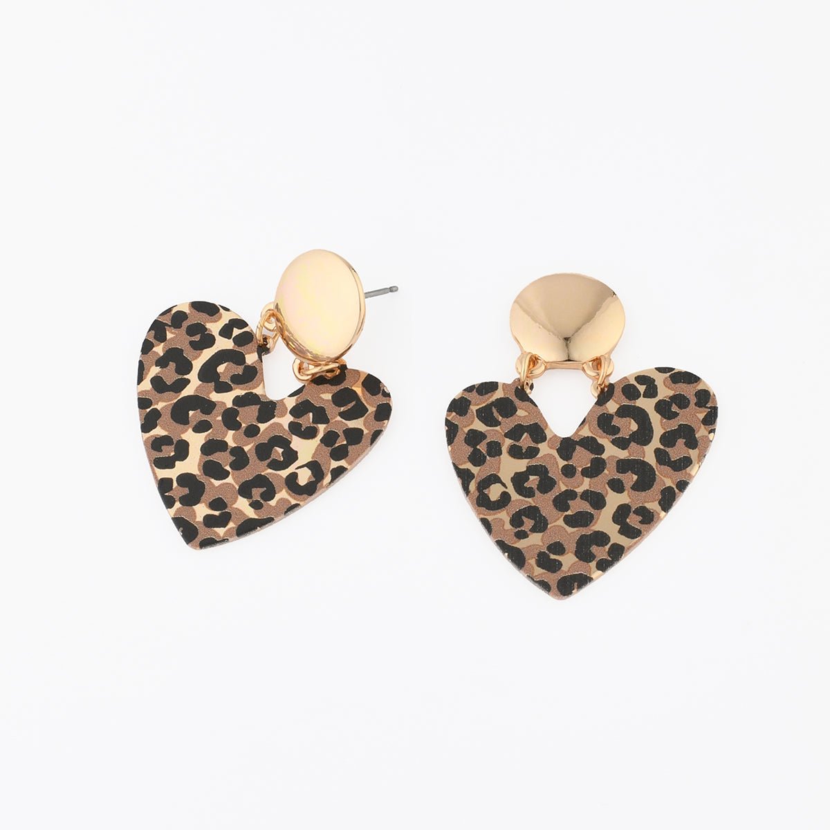 Boucles d'oreilles cœurs Balagane imprimé léopard marron, BALABOOSTE