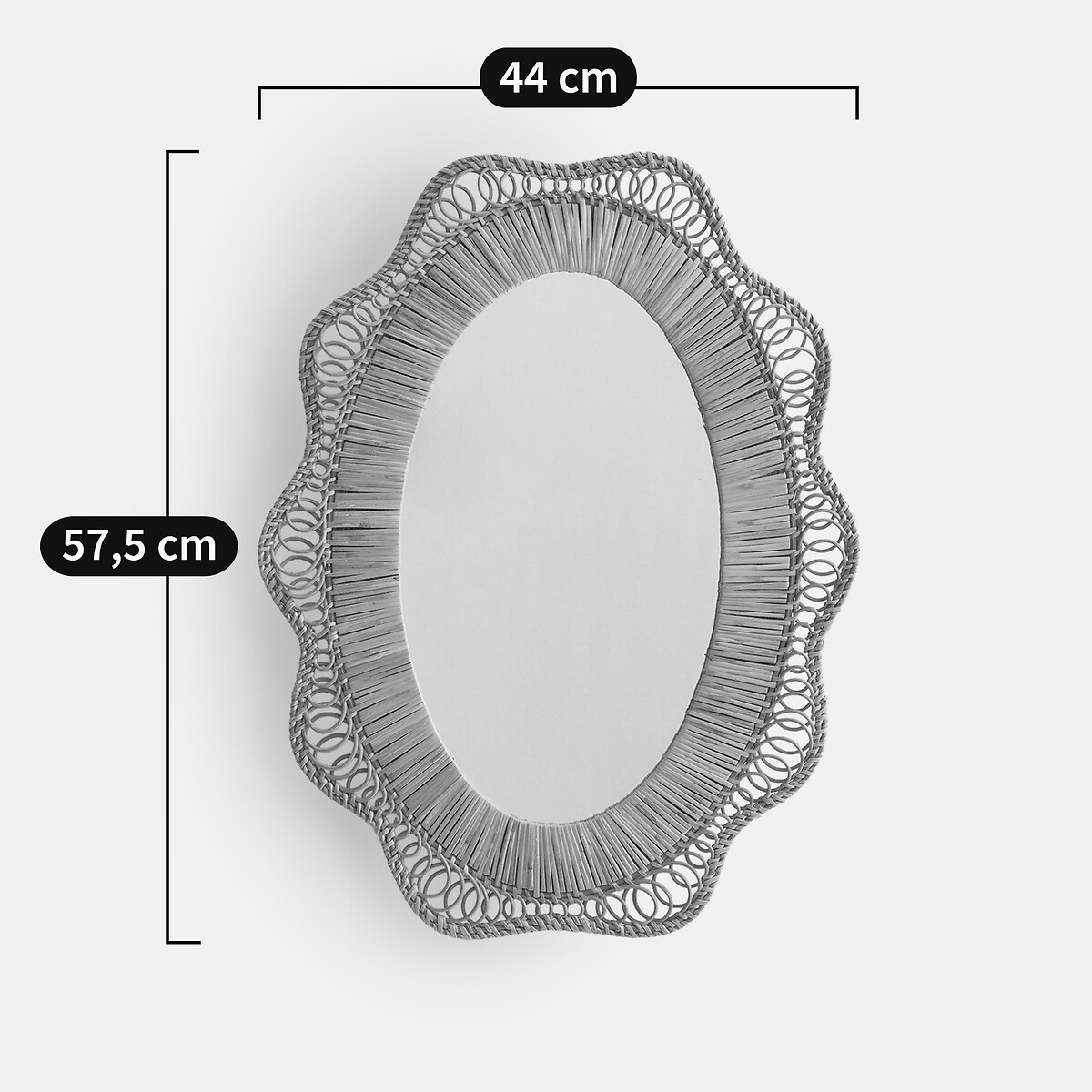 Miroir forme fleur, rotin, diamètre 44 cm, ROZA naturel, LA REDOUTE INTERIEURS
