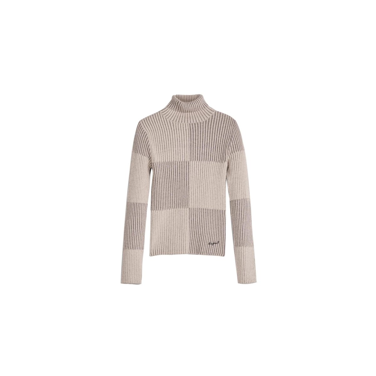 Pull à col roulé à carreaux marron, DESIGUAL