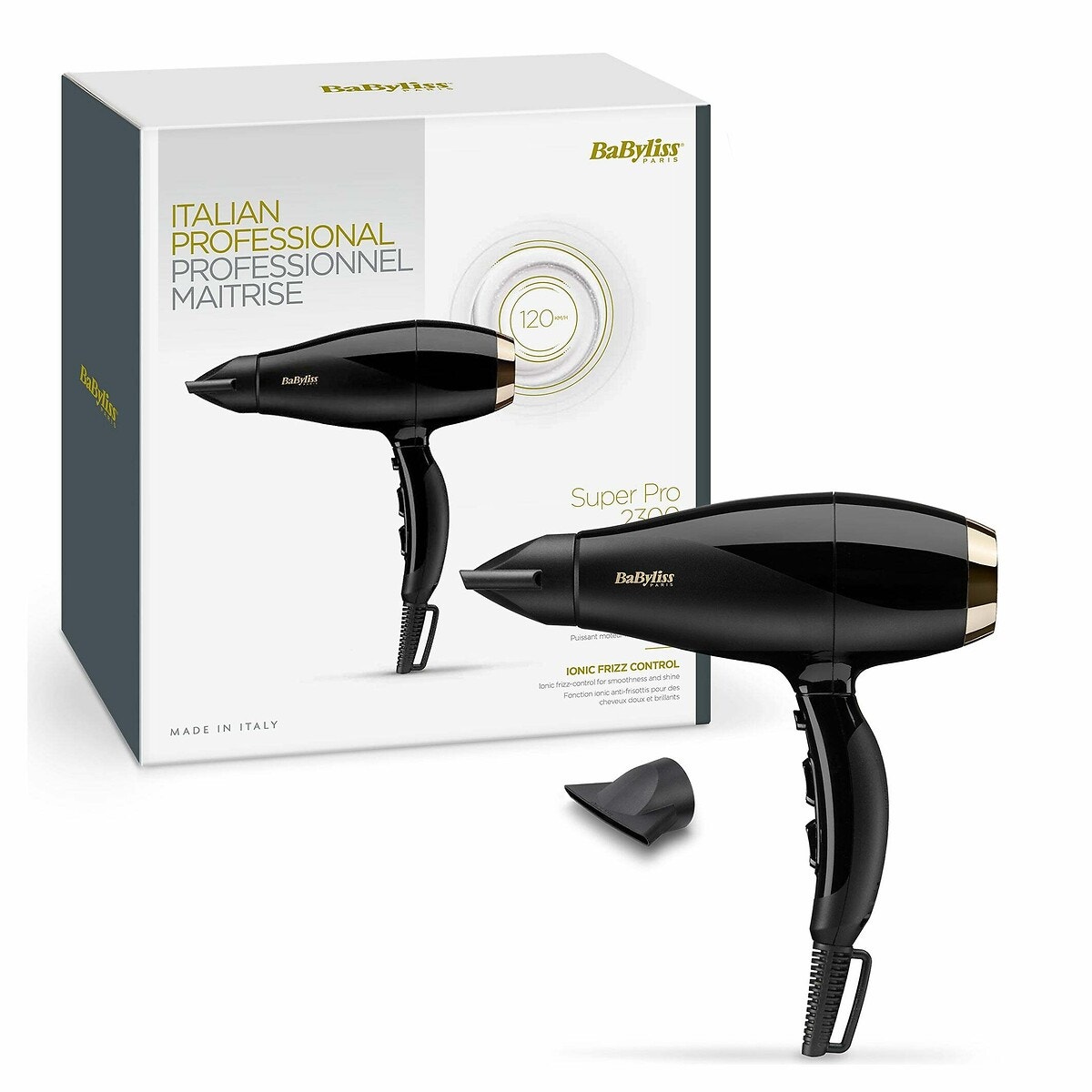 Sèche cheveux 2300w Super Pro noir/or, BABYLISS