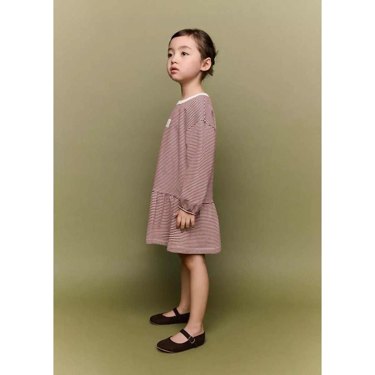 Robe en maille à rayures cerise, MANGO BABY