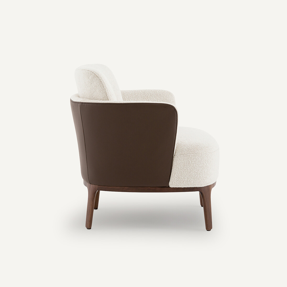 Fauteuil pied noyer et tissu bi-matière, Jabote ecru/marron, AM.PM
