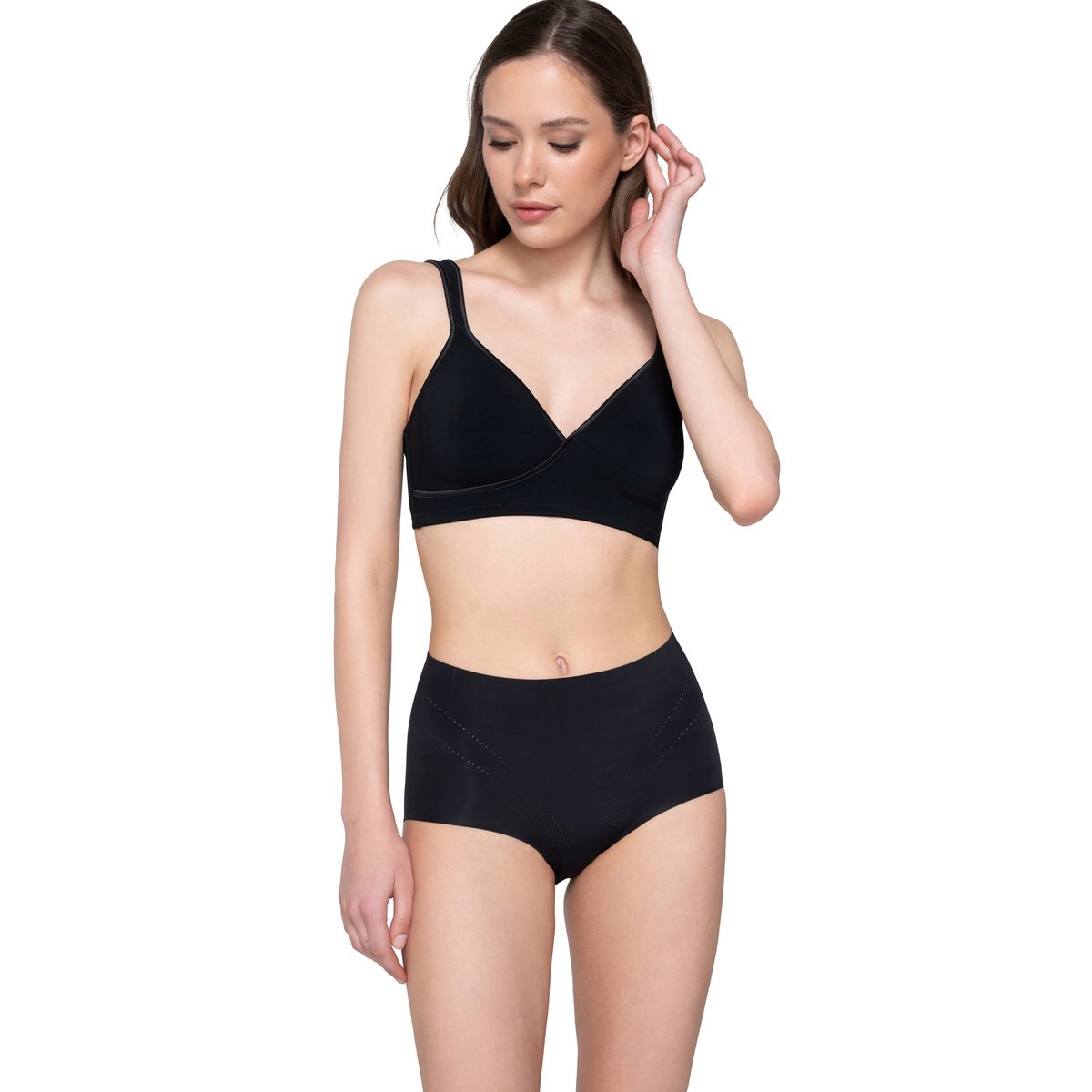 Soutien-gorge balconnet croisé sans armatures SECRET SENSE noir, LUNA SPLENDIDA