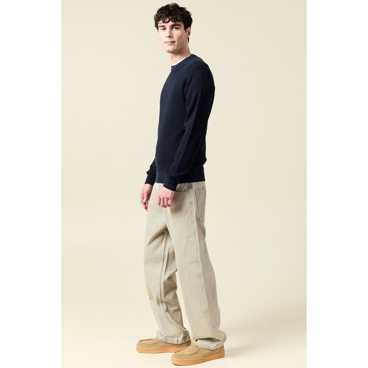 Pull droit manches longues bleu marine, BONOBO