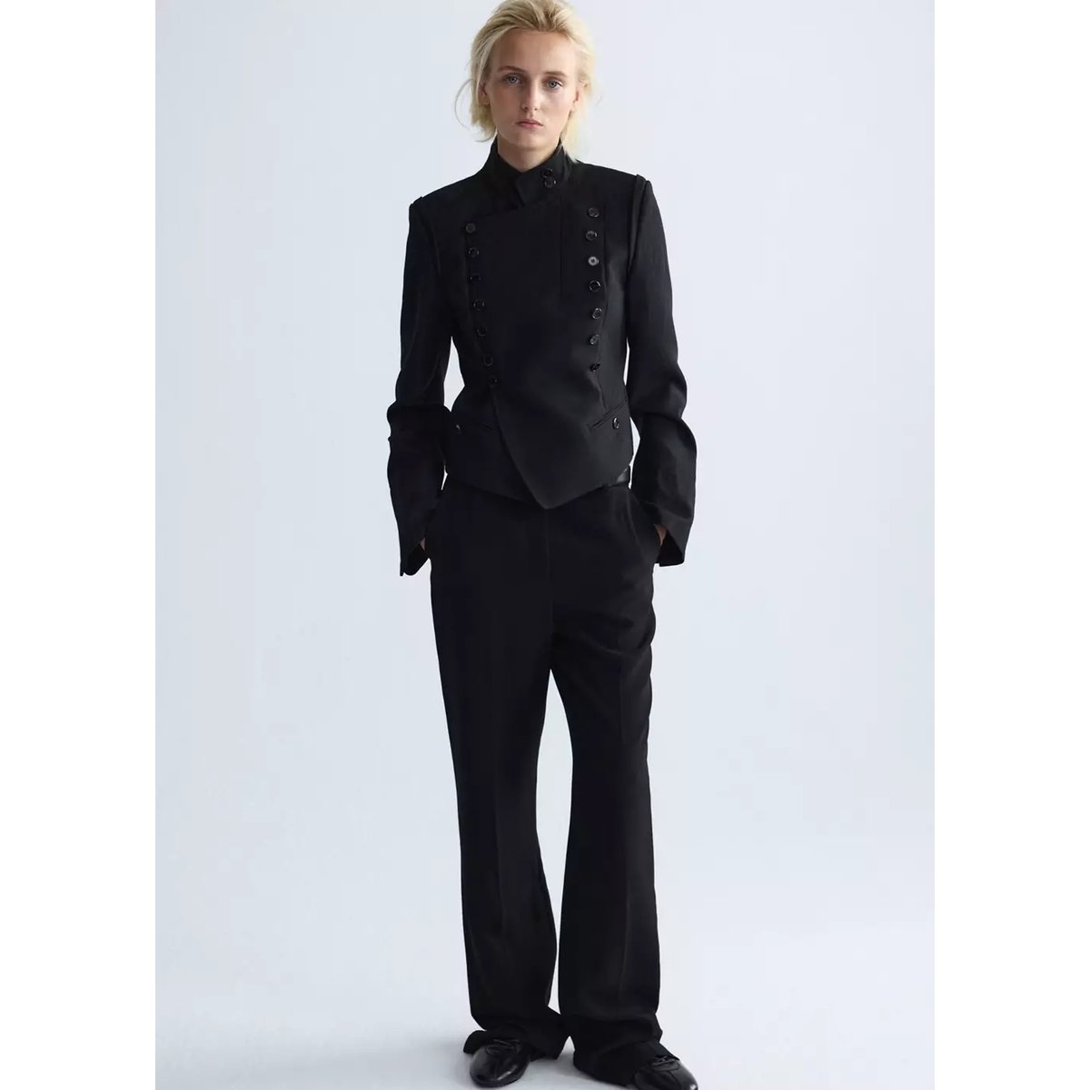 Veste de costume 100 % laine à boutons noir, MANGO