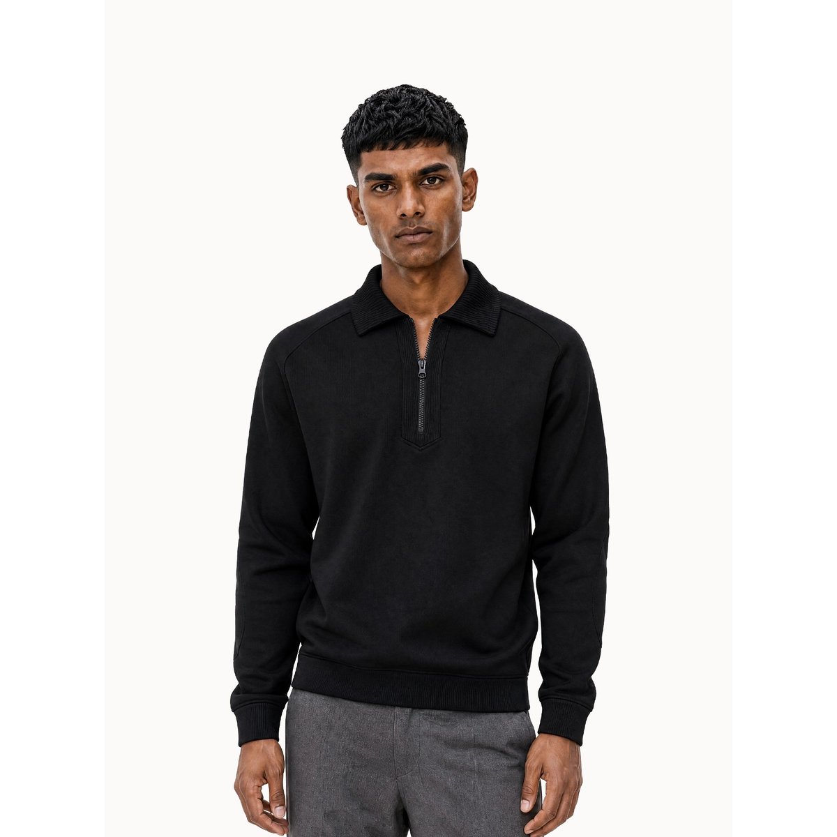 Sweat demi-zippé manches raglan en double face NOEL black, LE COQ SPORTIF