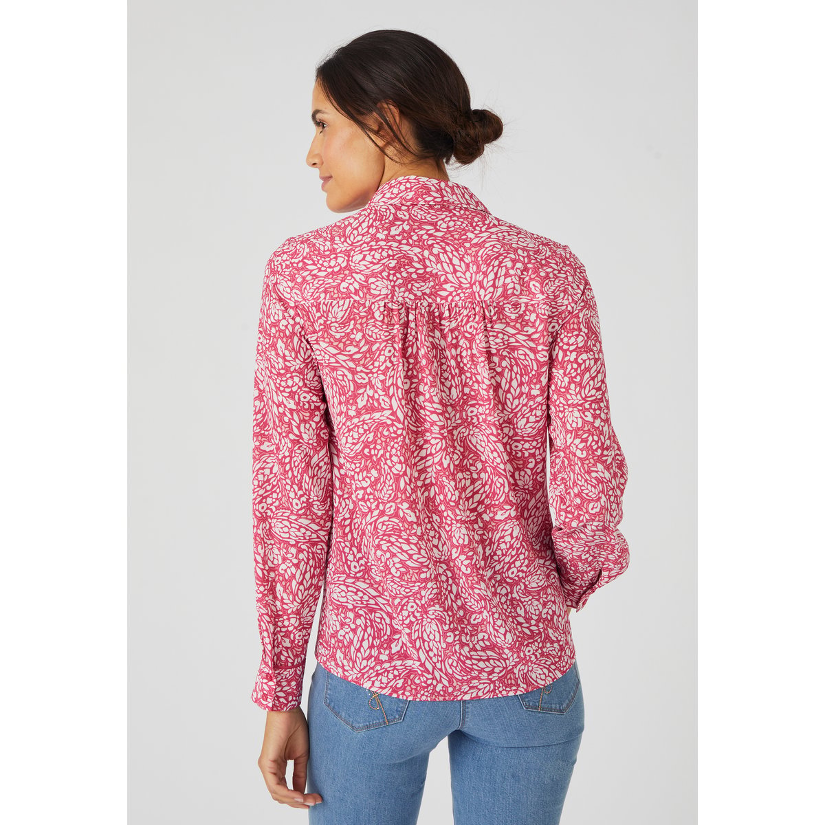 Chemisier crêpe texturé rose feuillage, DAMART