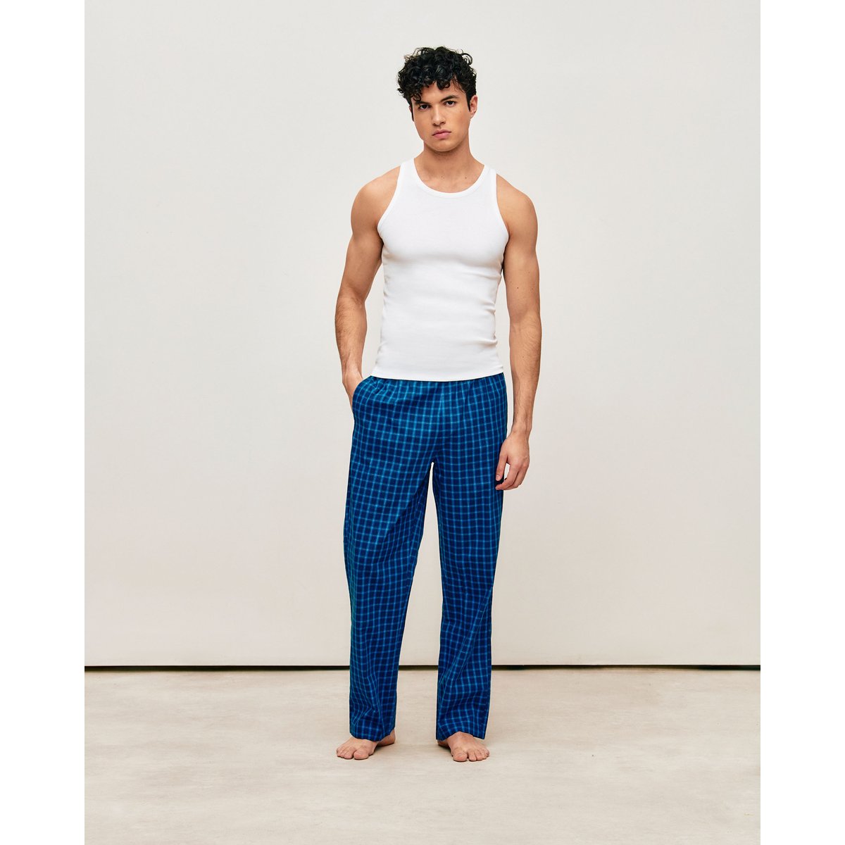 Pantalon en coton à carreaux BLUECHECKIZ bleu marine, UNDIZ