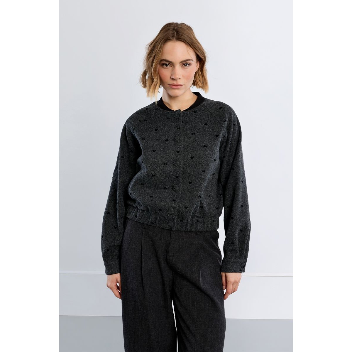Bomber rayé, détails nœuds dark grey, LILI SIDONIO