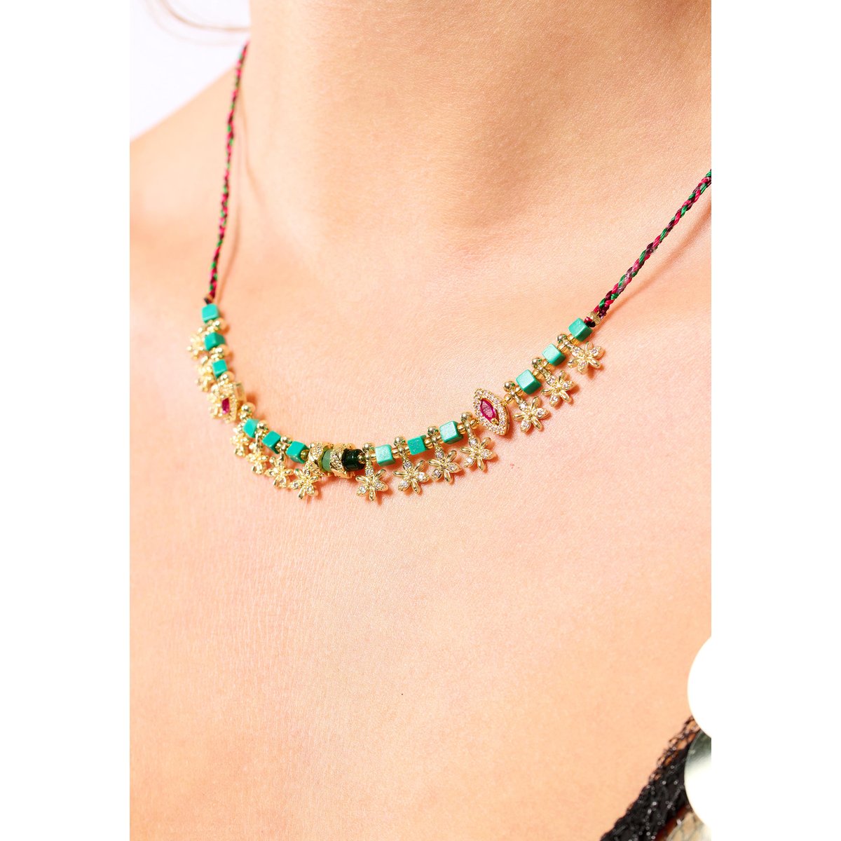 Collier de perles avec pampilles JADESSY emeraude, HIPANEMA