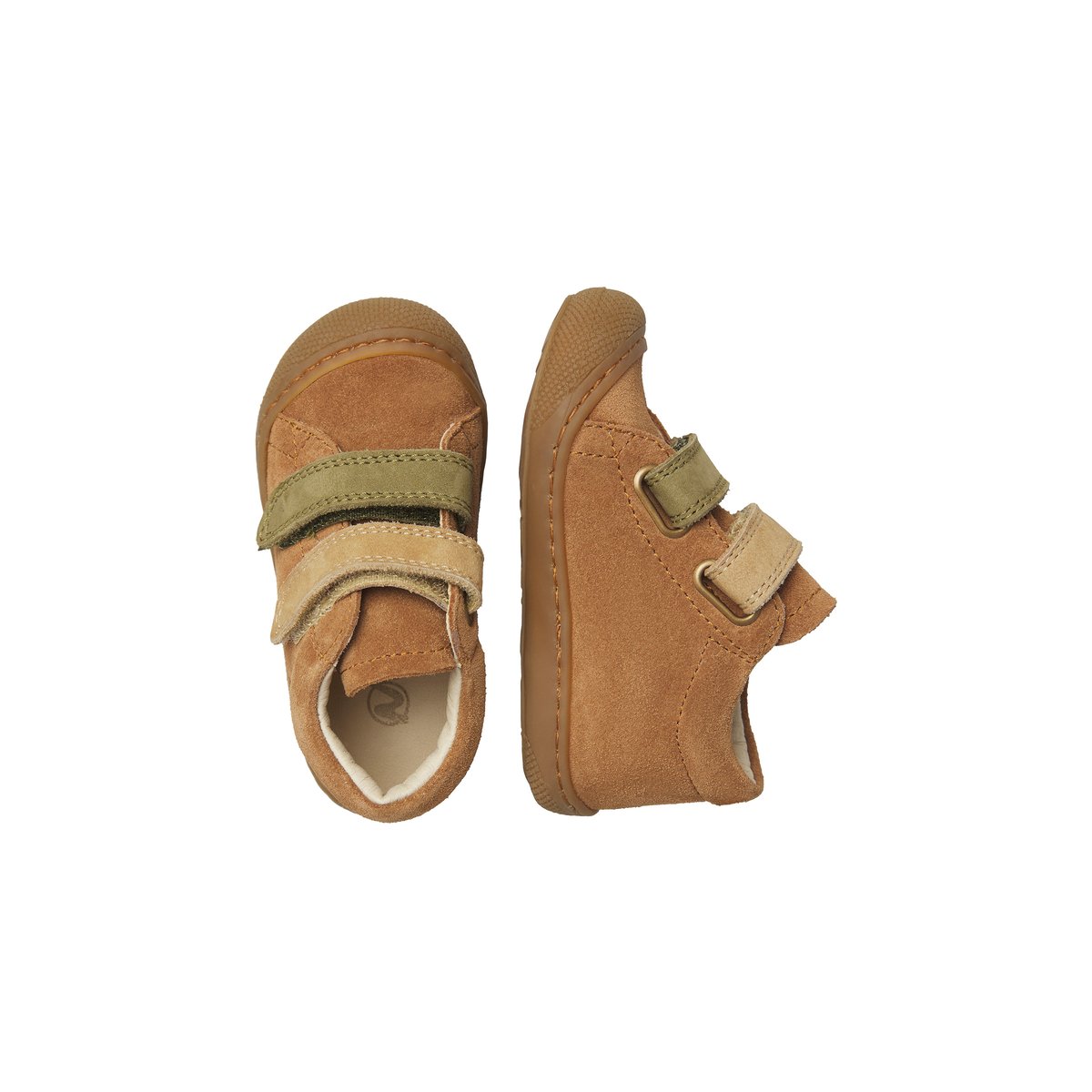 Chaussures premiers pas en cuir CORKEL VL marron-kaki, NATURINO