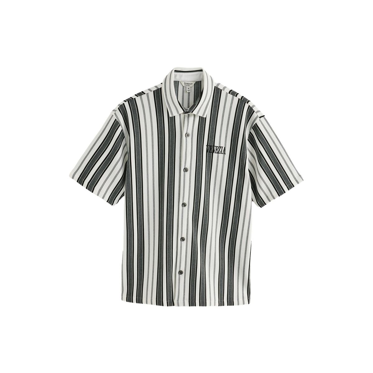Chemise en jersey brodée à manches courtes gris/blanc, NEXT