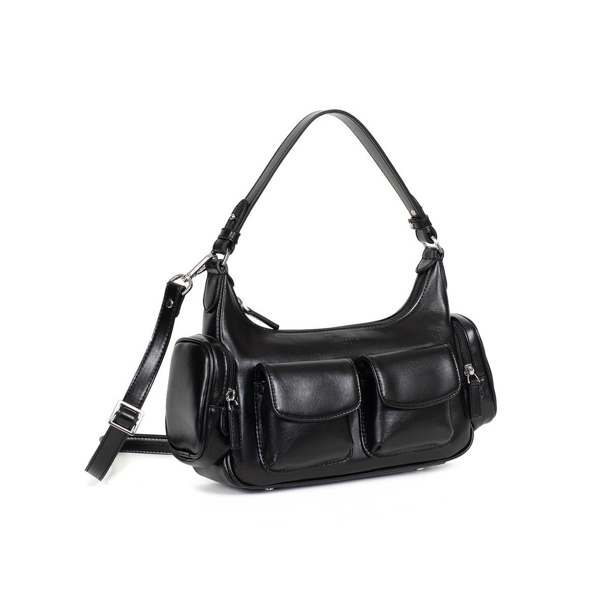 Sac porté épaule 1 anse JADE noir, HEXAGONA