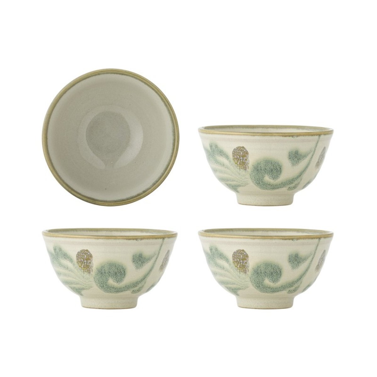 Bols grès peint motif végétal BETHANY set de 4 multicolore, BLOOMINGVILLE