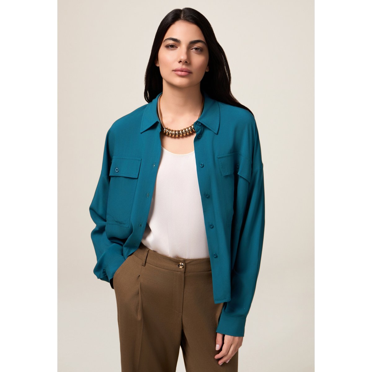 Chemise avec poches petrol blue, OLTRE