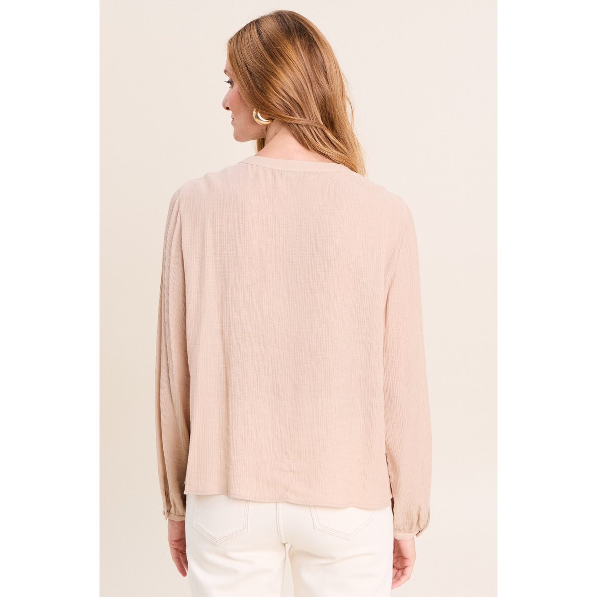Chemise ample courte avec broderie sable, BREAL