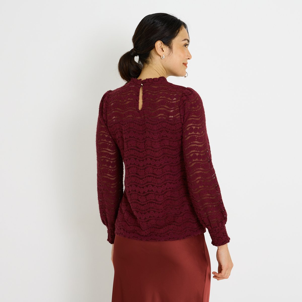 Blouse col victorien orange bordeaux, GRAIN DE MALICE