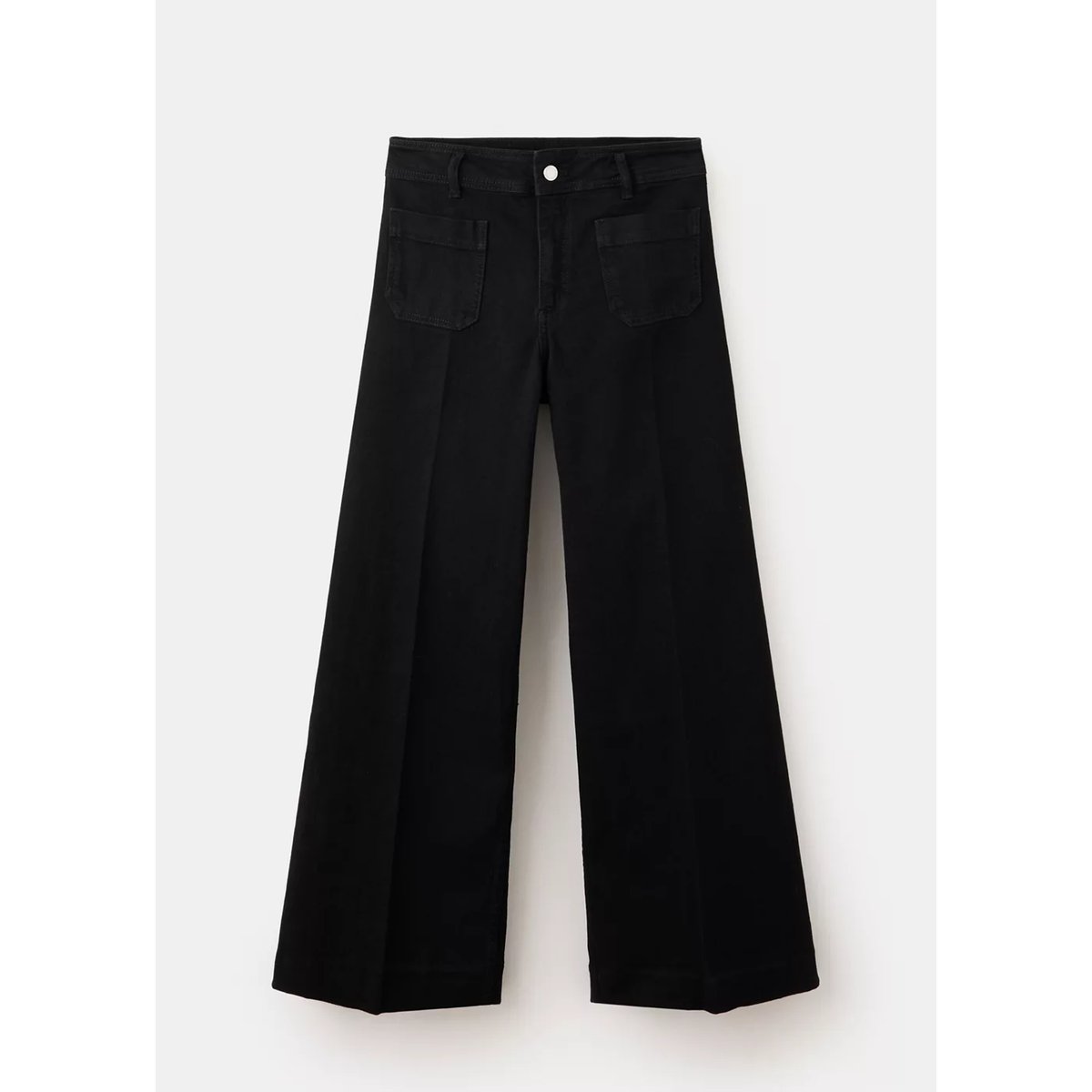 Jean wide leg poches pièce black denim, MANGO