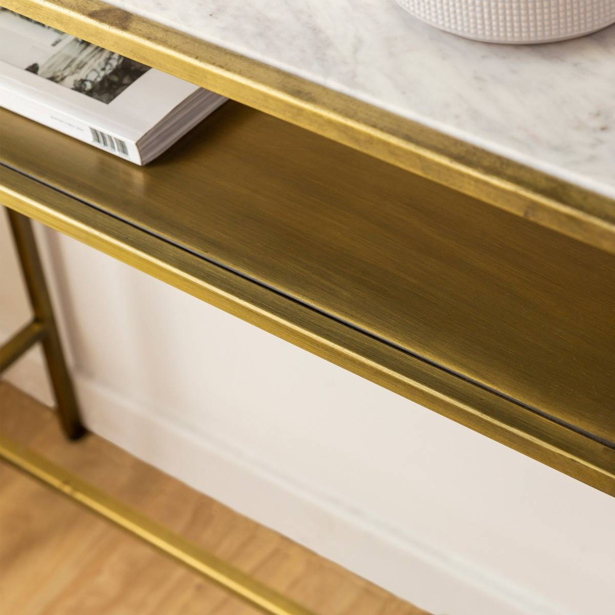 Console en métal rectangle TIMÉO jaune, MADE IN MEUBLES