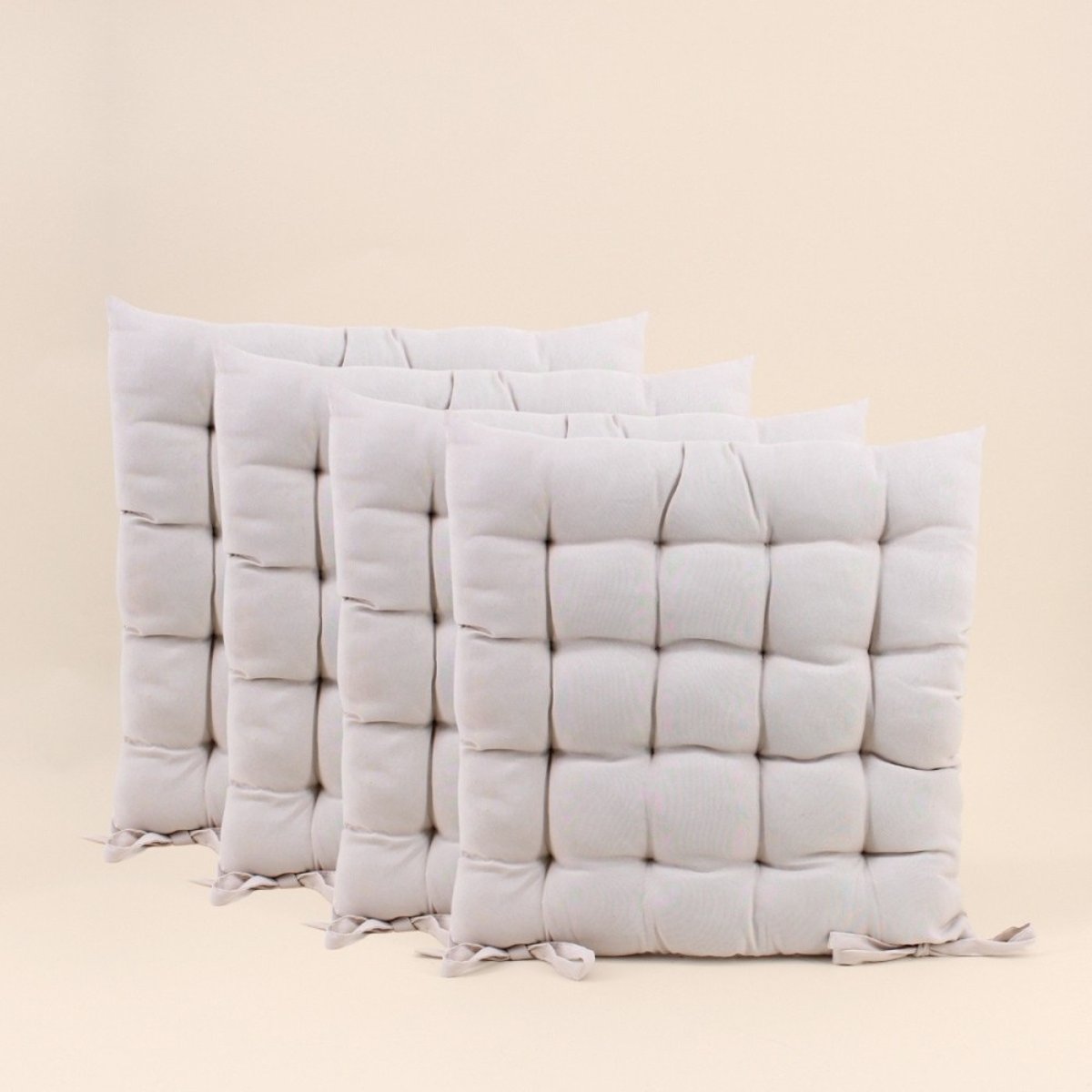 Lot de 4 galettes de chaises 40x40cm beige, ORNAMI