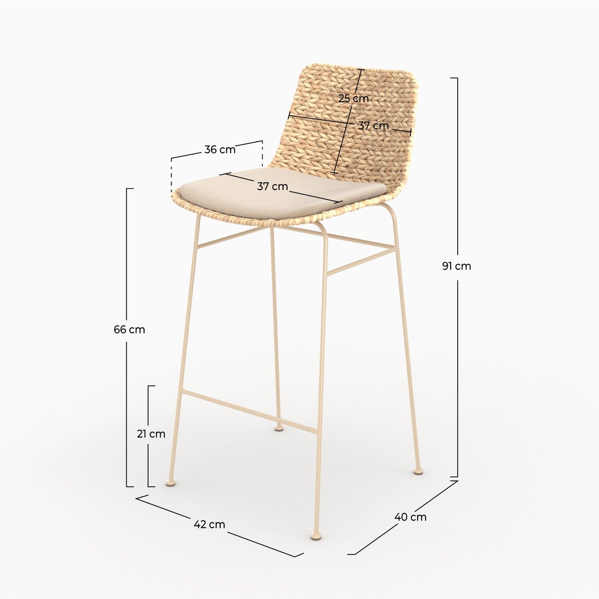 Lot de 2 chaises pour îlot central 66 cm en matière - FARO beige, MAISON PAVANE