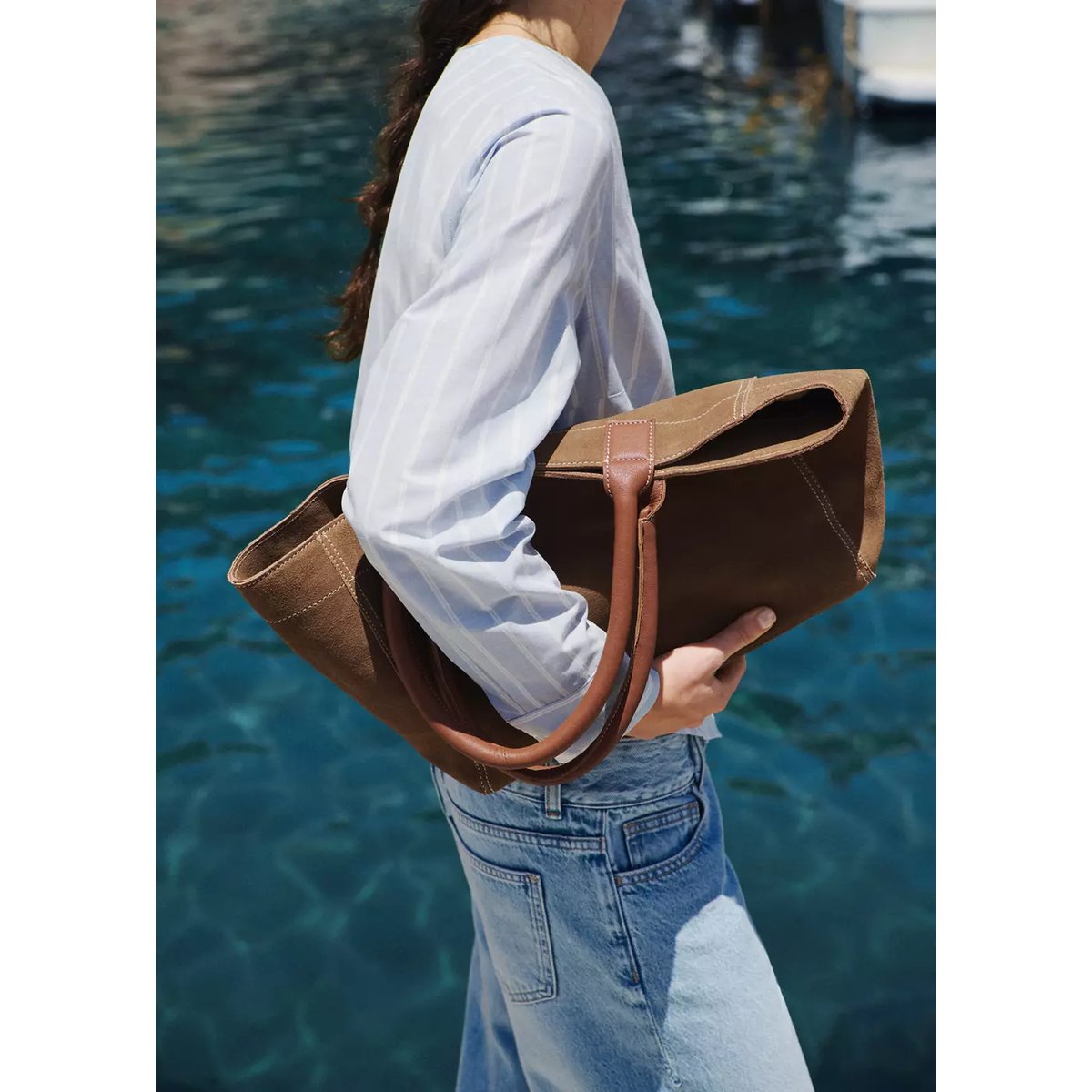 Sac 100 % cuir suédé sable, MANGO TEEN