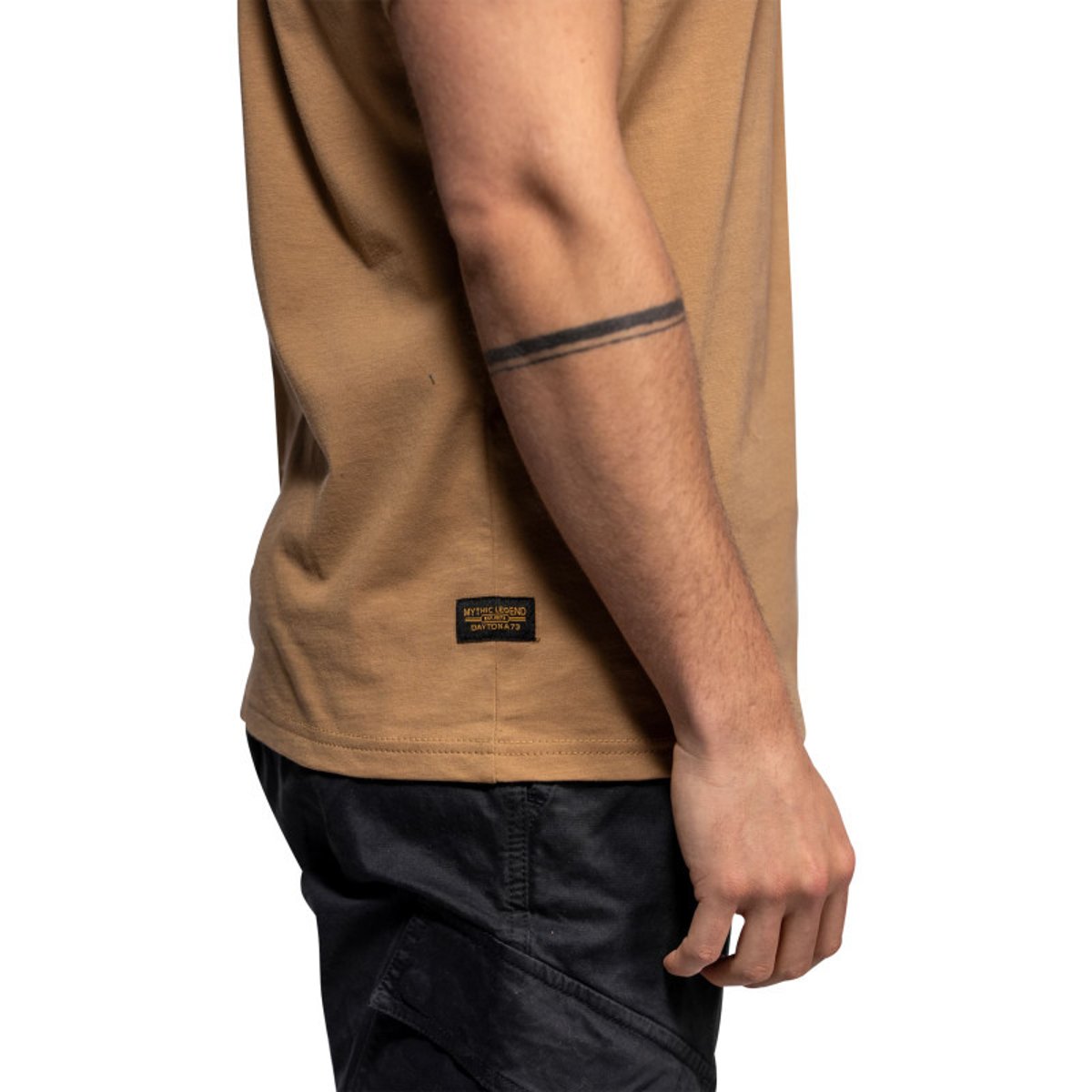 T-shirt Vilas en coton beige à coupe droite pourvu d'un col rond beige, DAYTONA