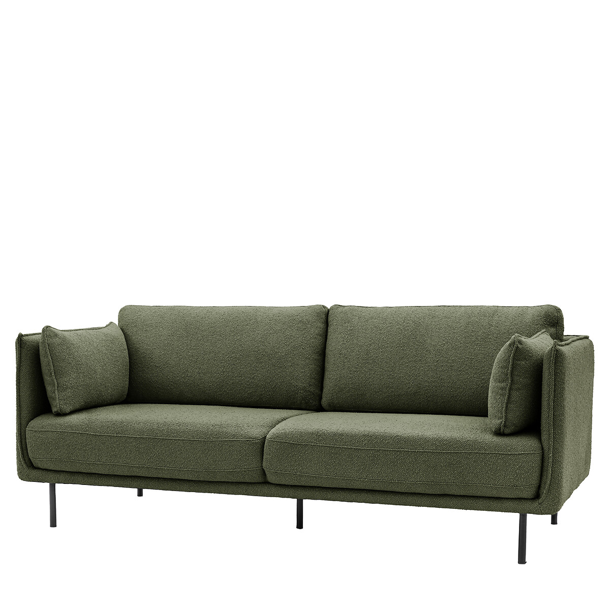 Ashar Mid-Century Boucle 3-Seater Sofa with Black Metal Legs green, ÉDITÉ