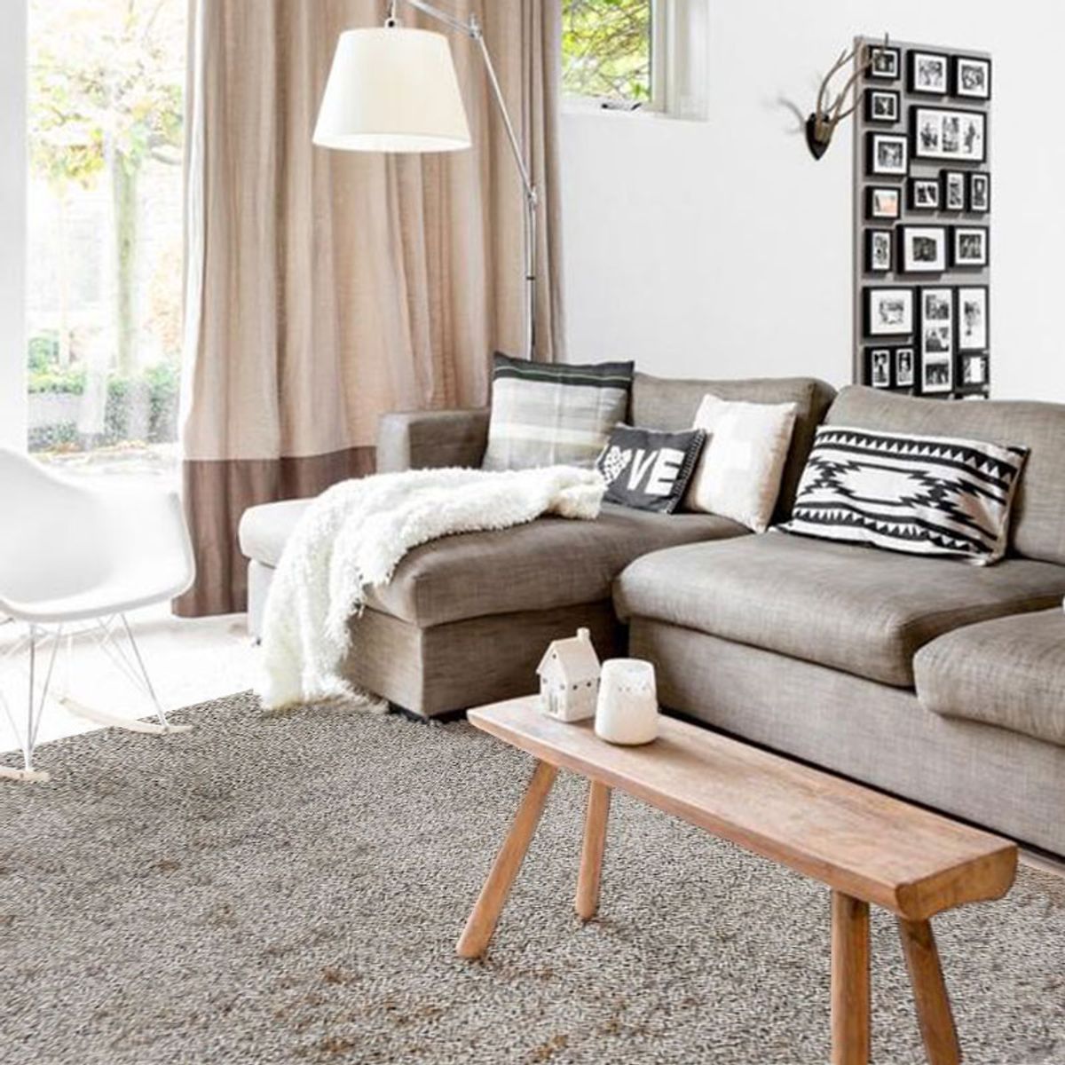 Tapis à poils longs toucher laineux DOMINO gris, THE DECO FACTORY