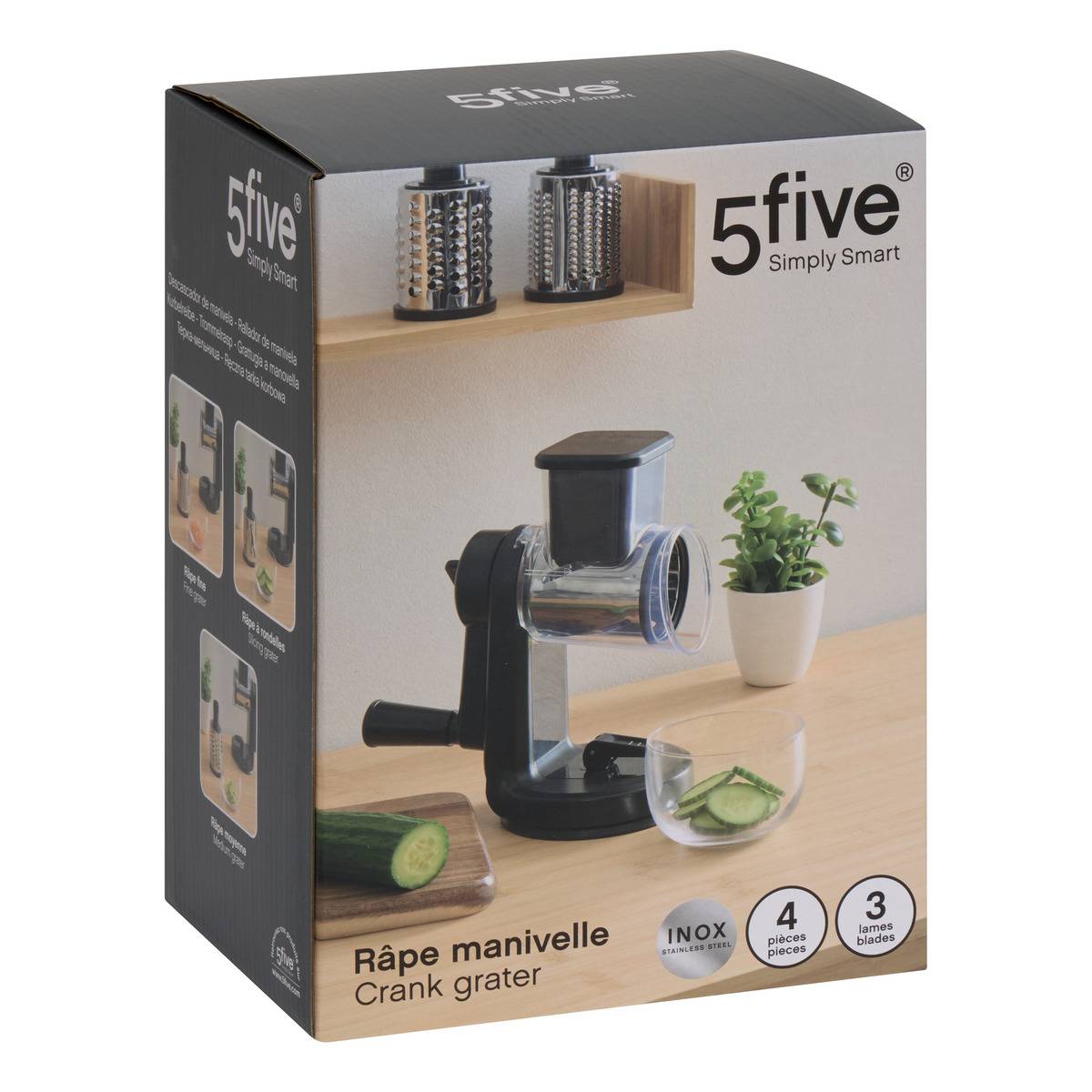 Râpe 3 lames SILVER PRO noir, 5FIVE SIMPLY SMART
