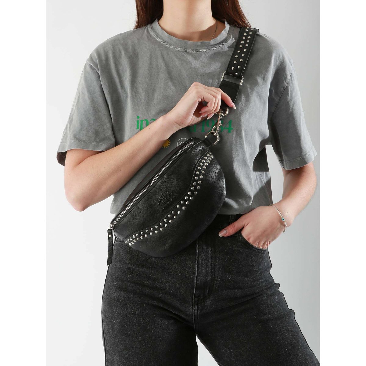 Sac banane cuir black, BASILIC PEPPER