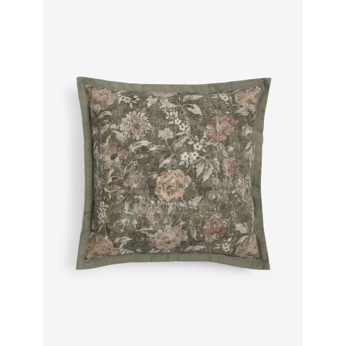 Coussin à imprimé floral heritage vert, NEXT