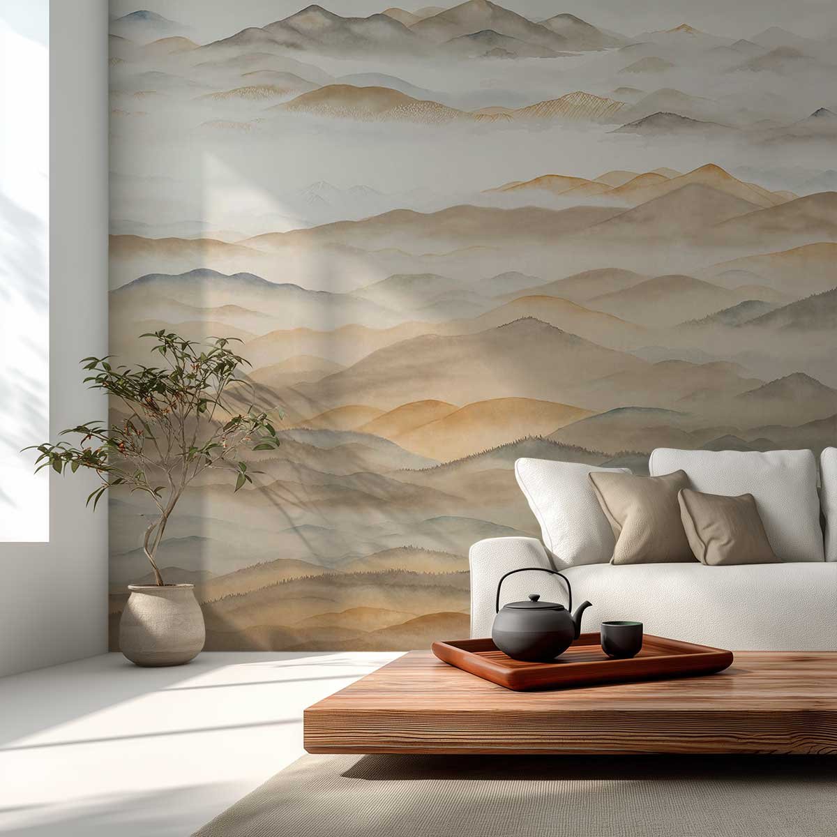 Papier peint Cimes Sienne beige, HEXOA