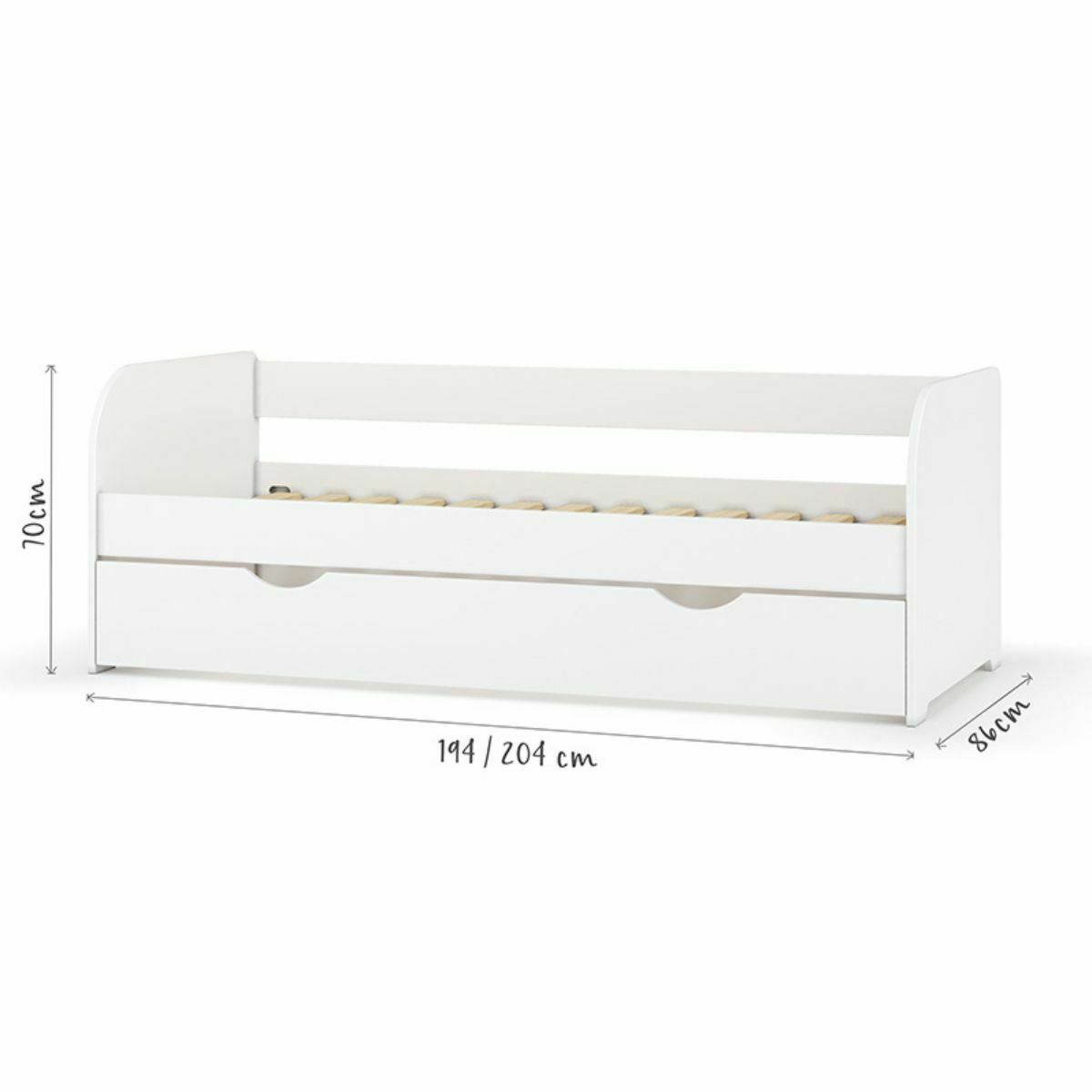 Lit banquette Gigogne Bois massif ZIRA blanc, AKITEN RETAIL